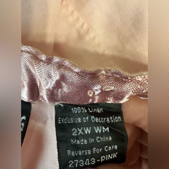 Crossing Pointe Skirt 2XW light Pink Linen Embroidered Drawstring Hem - Picture 4 of 7